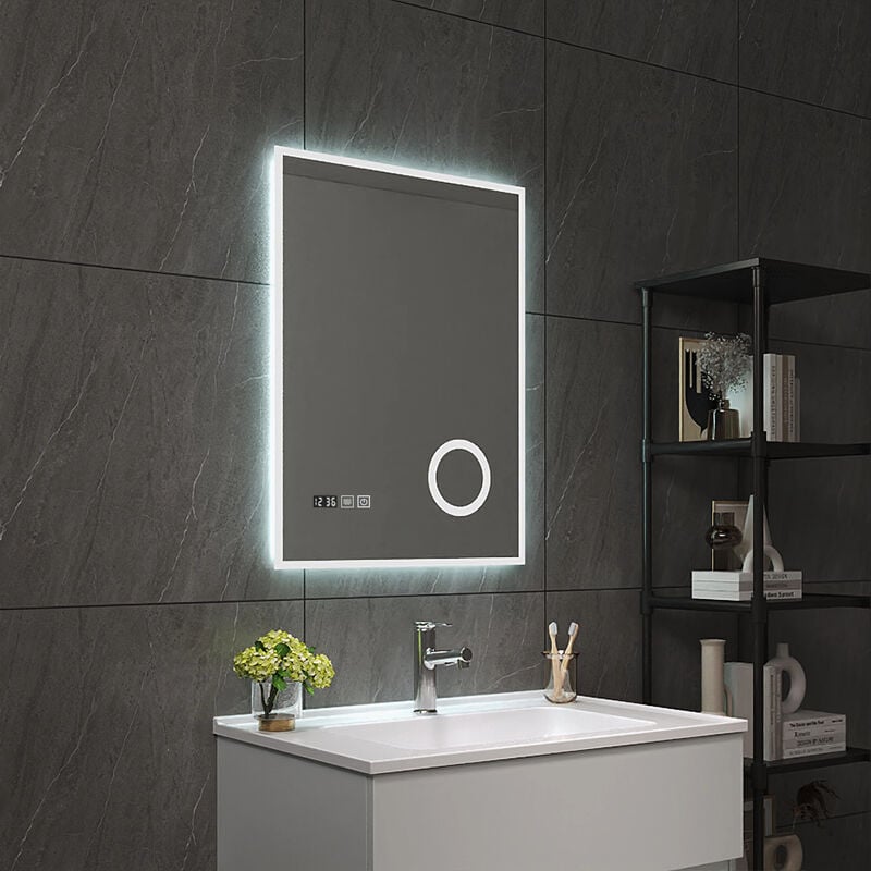 Pro.tec - Miroir led Lizzano pour salle de bain 80 x 60 cm blanc