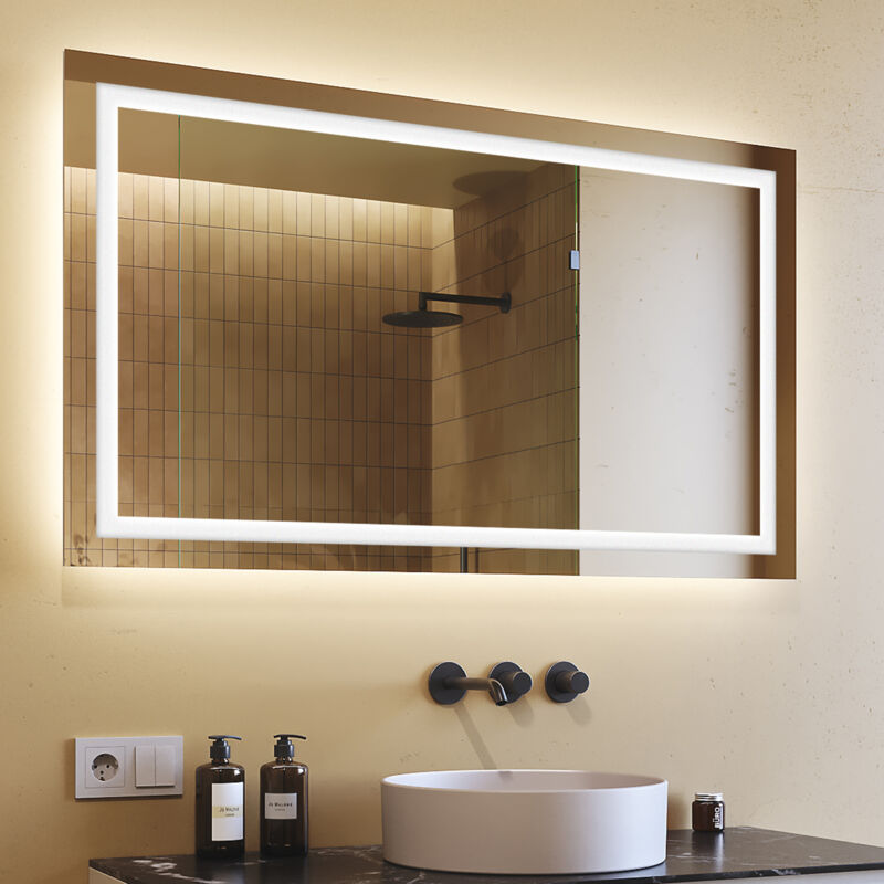 Artforma - Miroir led Lumineux 120x70 cm de Salle de Bain Mural AmbientLine avec éclairage Blanc Froid 6500K L15