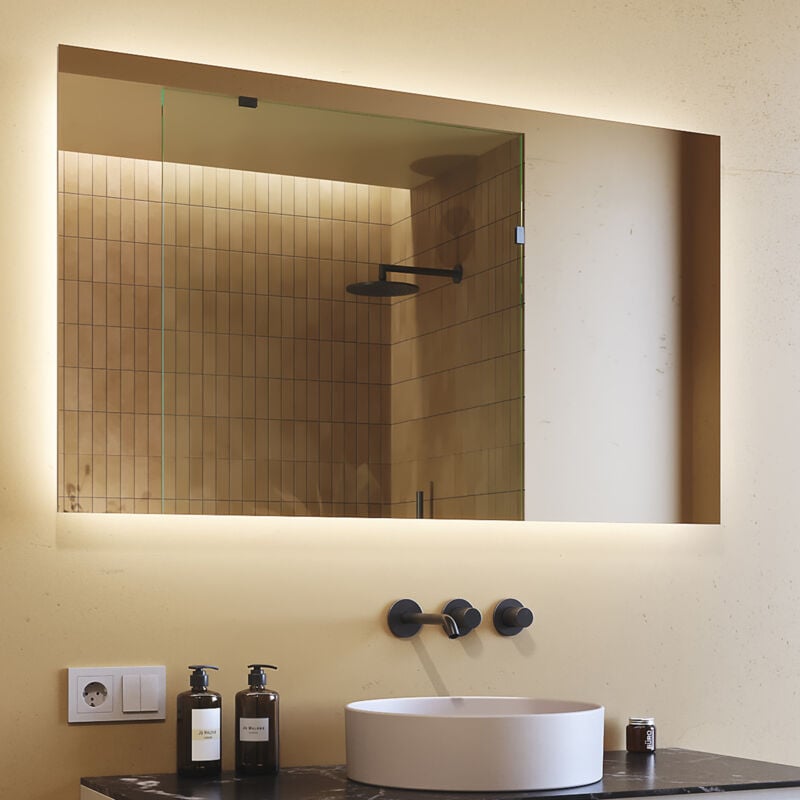 Miroir LED Lumineux 120x70 cm de Salle de Bain Mural AmbientLine avec éclairage Blanc Froid 6500K L58 Artforma