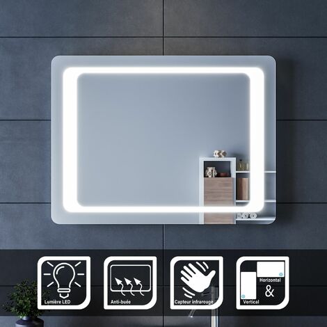 Mioir salle de bains Lumineux 丨 Antibrouillard Mural 丨Capteur infrarouge SIRHONA