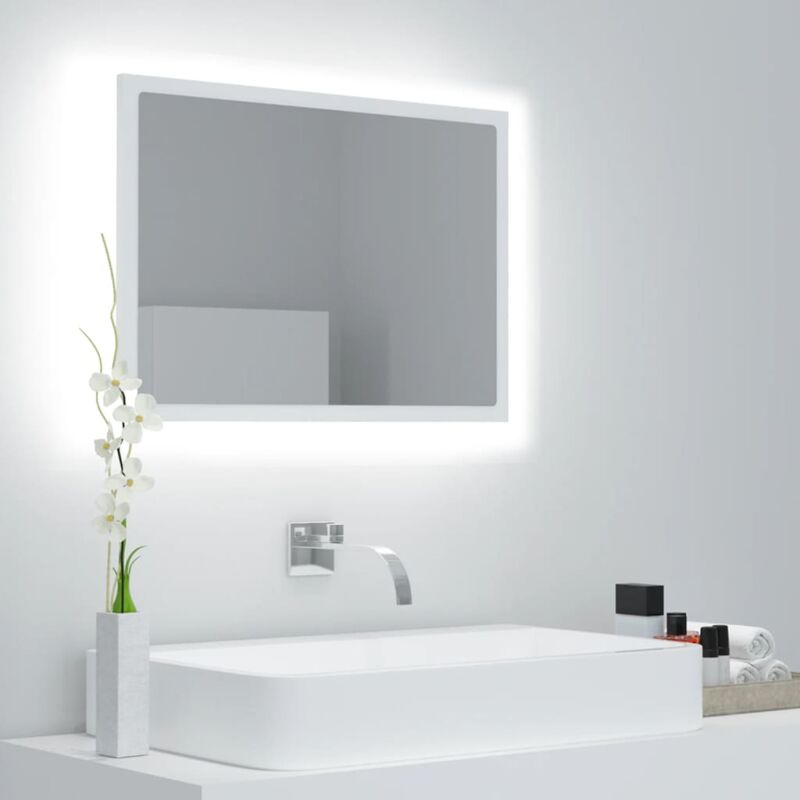 Maison Chic - Miroir à led Miroir déco pour Salle de bain Salon Chambre ou Dressing Blanc 60x8,5x37 cm Aggloméré 44866