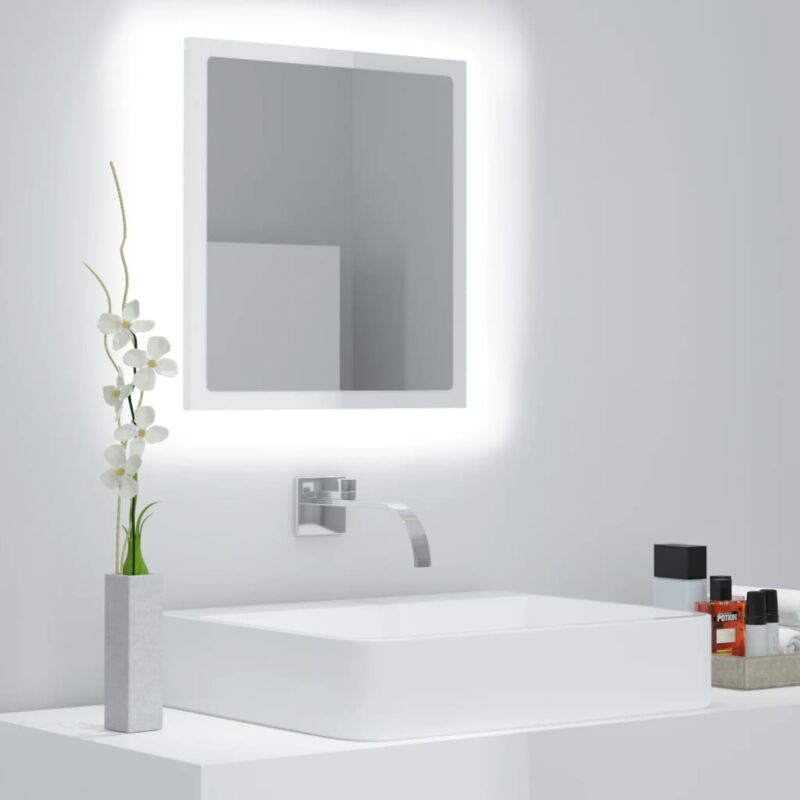 Maison Chic - Miroir à led Miroir déco pour Salle de bain Salon Chambre ou Dressing Blanc brillant 40x8,5x37 cm Aggloméré 16958