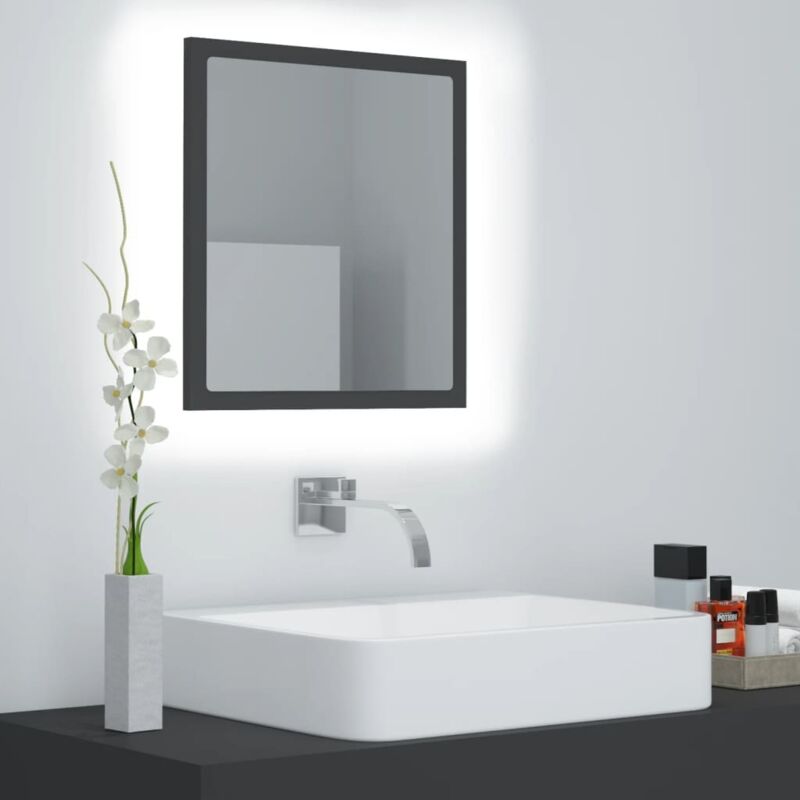 Maison Chic - Miroir à led Miroir déco pour Salle de bain Salon Chambre ou Dressing Gris 40x8,5x37 cm Aggloméré 64438