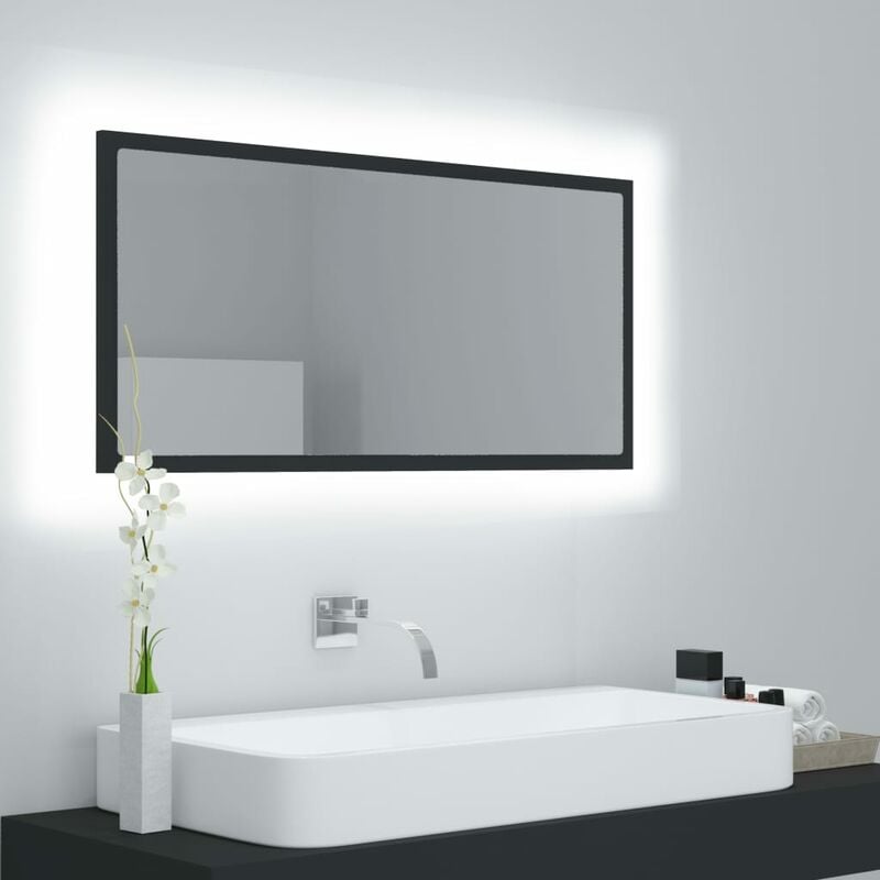 Miroir à LED Miroir Salle de bain / Style baroque Gris 90x8,5x37 cm Aggloméré