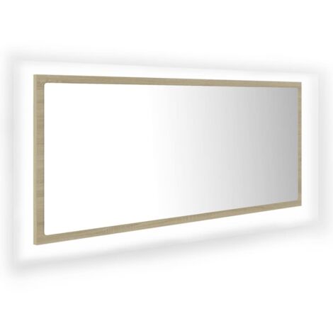 Miroir LED mural Luxueux, Miroir pour salle de bain Chêne sonoma 100x8,5x37cm Aggloméré OIB7049E