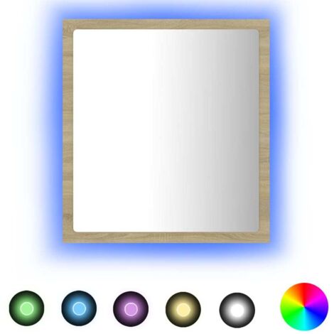 Miroir LED mural Luxueux, Miroir pour salle de bain Chêne sonoma 40x8,5x37 cm Aggloméré OIB1214E