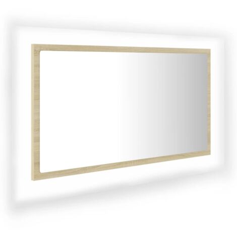 Miroir LED mural Luxueux, Miroir pour salle de bain Chêne sonoma 80x8,5x37 cm Aggloméré OIB7740E