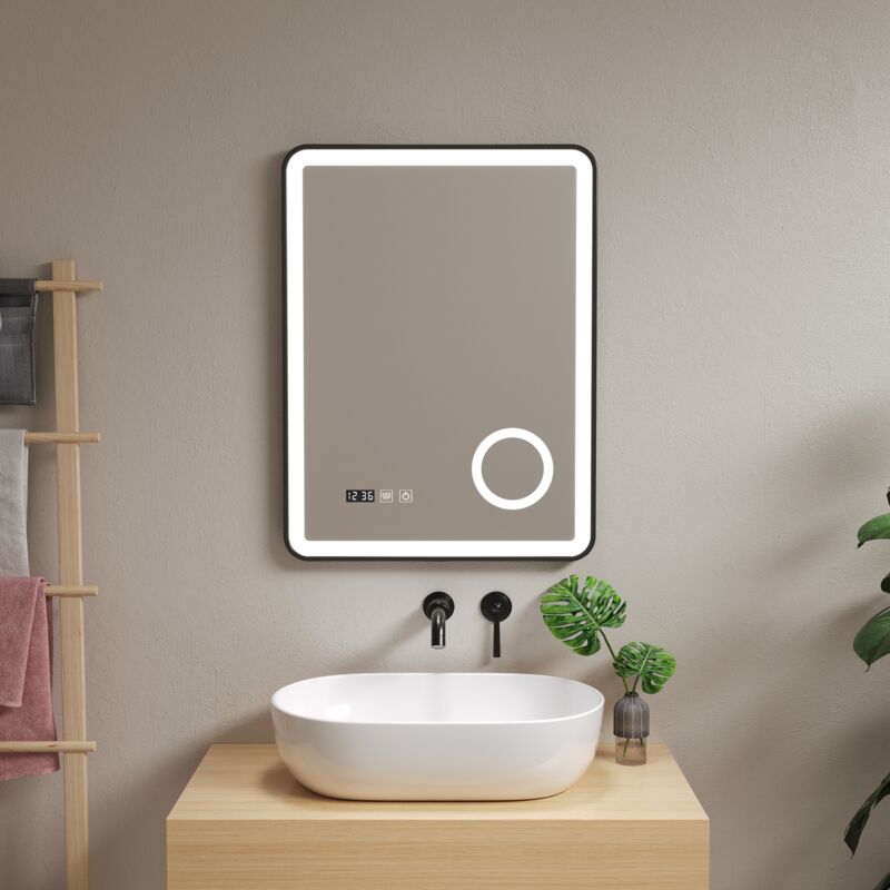 Pro.tec - Miroir led Pescara pour salle de bain 70 x 50 cm noir