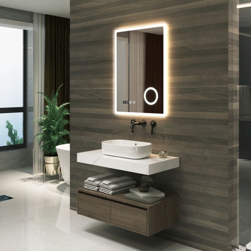 Pro.tec - Miroir led Racale pour salle de bain 80 x 60 cm blanc