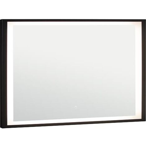Miroir LED Ranelva avec interrupteurs tactiles, avec cadre noir, front/backlight, 1000x800mm