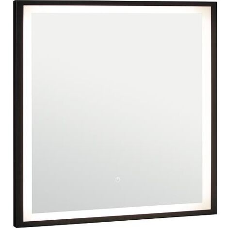 Miroir LED Ranelva avec interrupteurs tactiles, avec cadre noir, front/backlight, 800x800mm