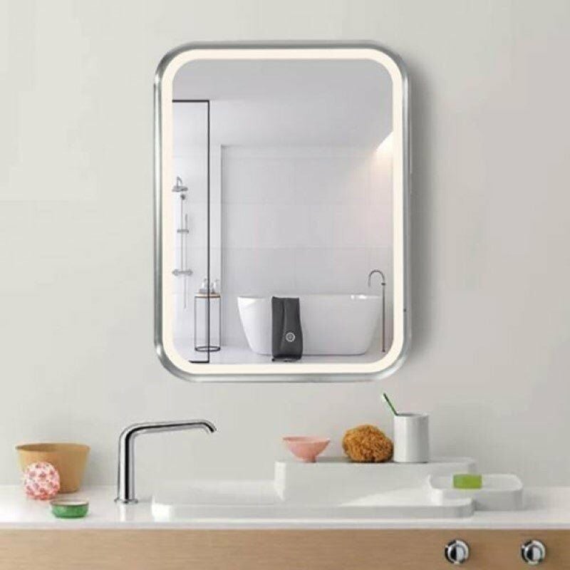 Silamp - Miroir led Rectangulaire 35W 60x80cm avec Interrupteur Tactile Cadre Alu pour Salle de Bain