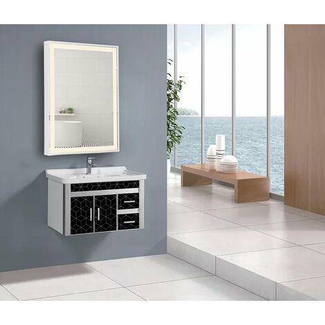 Miroir LED Rectangulaire 60x80cm 48W + Interrupteur Tactile BLANC pour Salle de Bain - SILUMEN