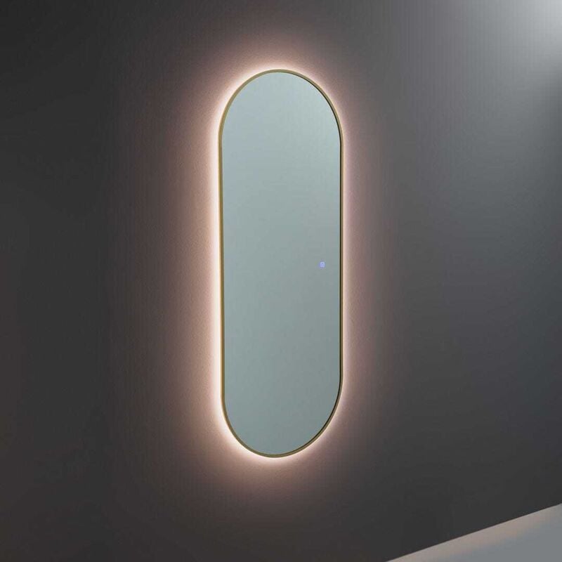 Kiamami Valentina - Miroir Led Rétro-Éclairé 60X160cm Cadre Effet Laiton