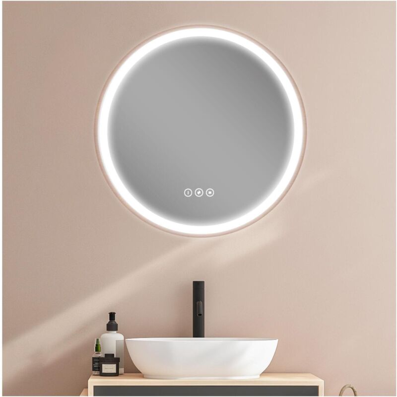 Mob-in - Miroir led rond avec cadre en bois glimma