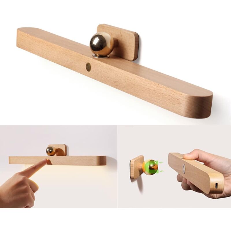 Miroir LED Salle de Bain Rechargeable USB 4W Lumière Tactile Dimmable Sans Fil