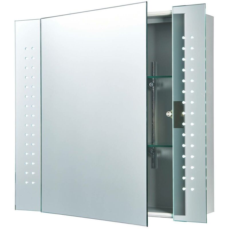 Led bathroom mirror Revelo Glass, silver steel, mirror glass 60 Cm
