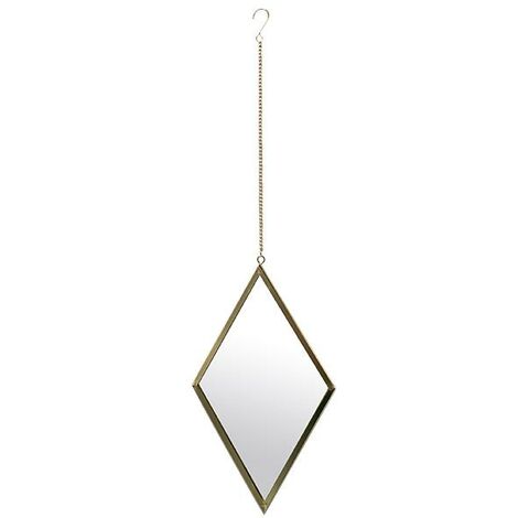 Miroir losange avec attache métal 21x36cm