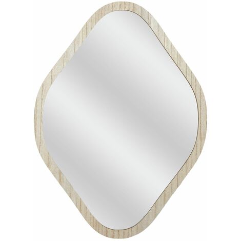 Miroir losange avec contour effet bois ELIO
