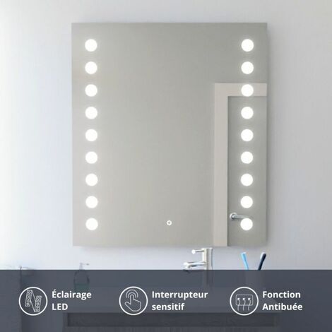 Miroir lumineux antibuée STARLED 70x80 cm