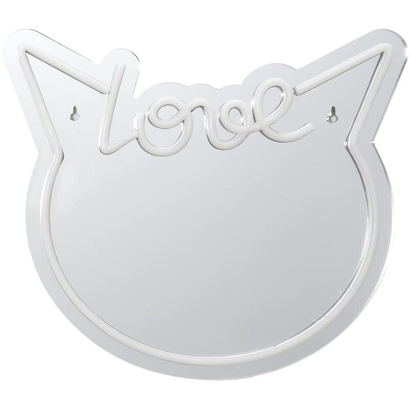 Miroir lumineux chat love kawaii rose style néon avec port USB