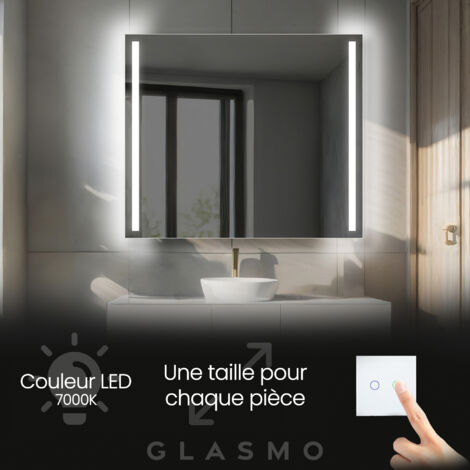 Miroir lumineux de salle de bain 100x70 cm Claire - Horizontal Rectangulaire Moderne Miroir avec LED Illumination - Blanc Froid 7000 K