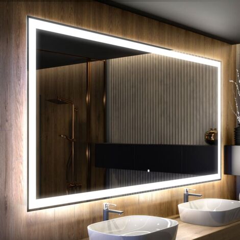 Miroir lumineux de salle de bain 120x70 cm – Éclairage LED intégré – Interrupteur tactile – Sur mesure pour un rendu optimal - LED001