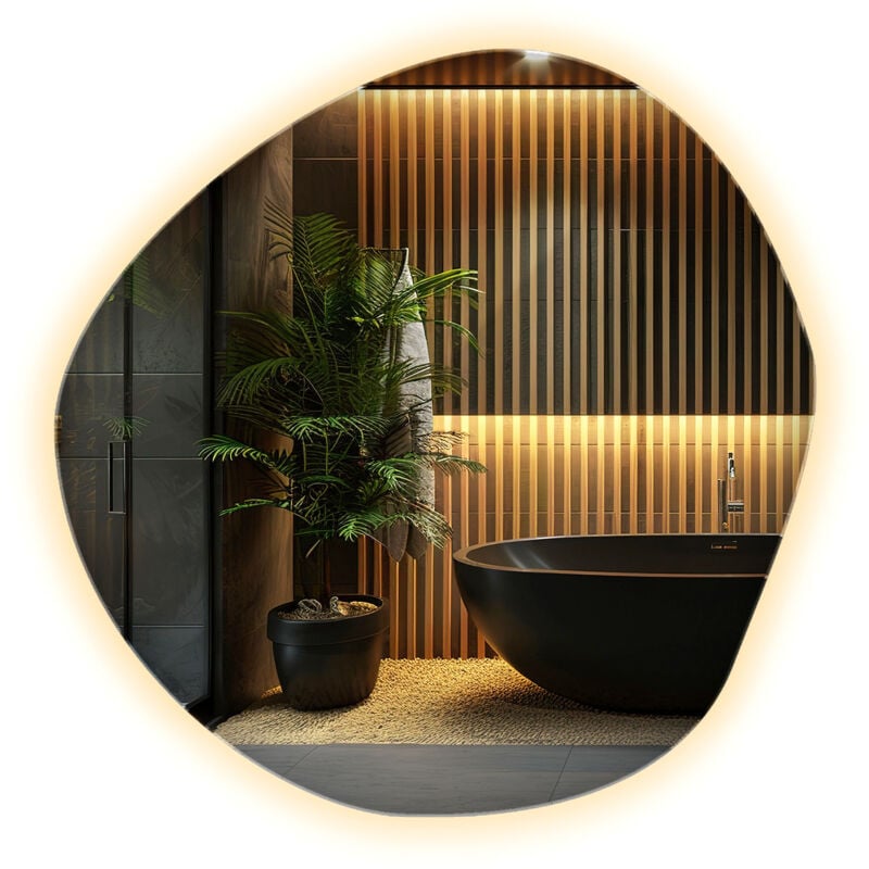 Tulup - Miroir lumineux de salle – Miroir led - Miroir avec éclairage (Chaude 3000K) - 48x48 cm - Miroir led rétro-éclairage