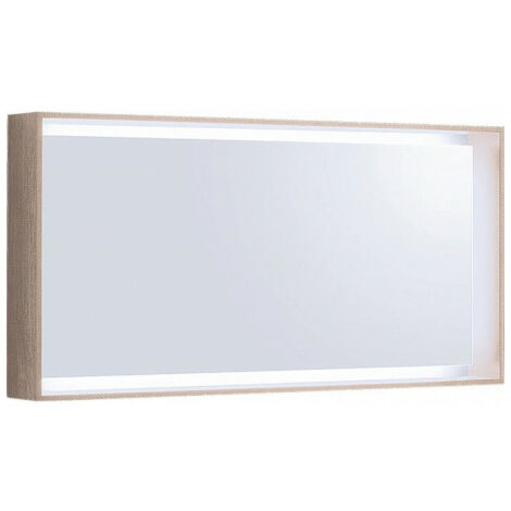Miroir lumineux Geberit Citterio: Largeur 118.4cm, Hauteur 58.4cm, Chêne beige / Mélamine structuré bois