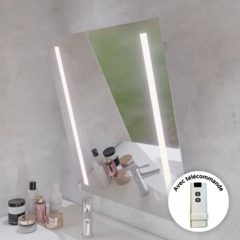 Miroir lumineux inclinable avec télécommande MOTORY 70x80 cm