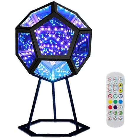 Miroir lumineux, lampe dodécaèdre infini pour la décoration de salle de jeux