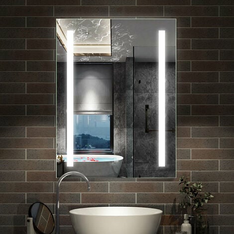 Miroir lumineux LED 80x60cm miroir de salle de bain anti-buée