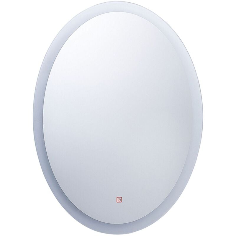 Beliani - Miroir Lumineux Ovale 60 x 80 cm Anti-Buée Réglage Tactile et Eclairage led Intégré Idéal pour Salle de Bains Moderne et Minimaliste