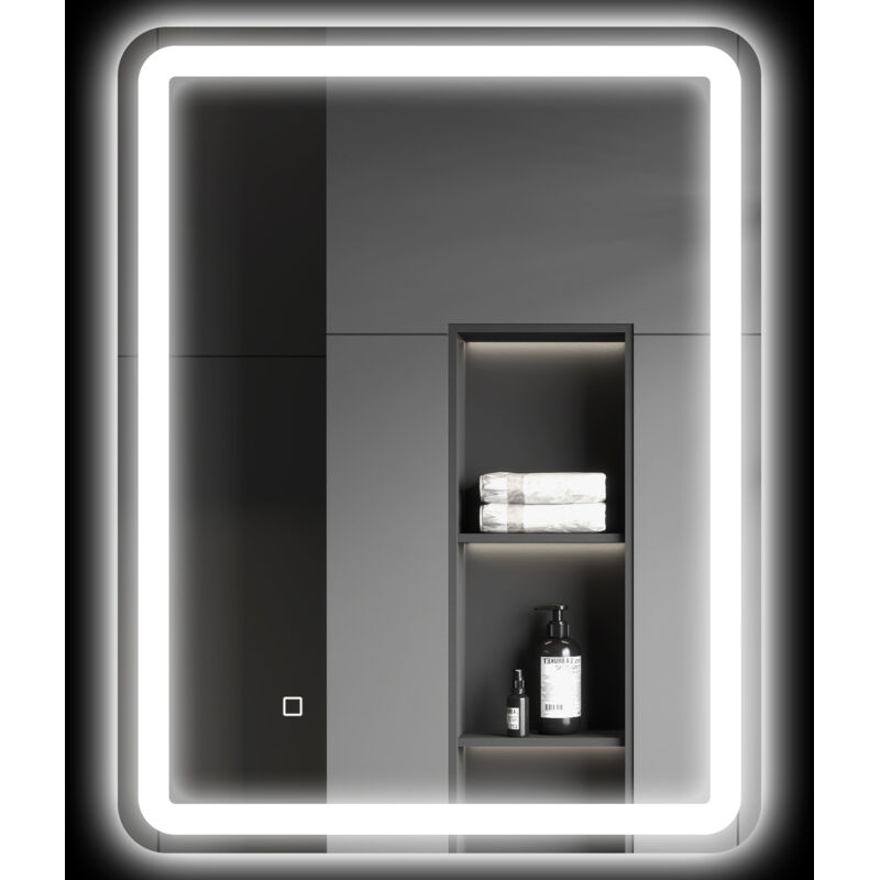 Miroir lumineux led salle de bain 70 x 90 cm lumière réglable 3 couleurs fonction anti-buée et mémoire