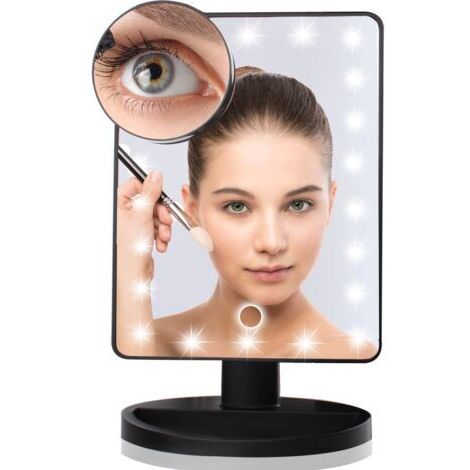 Miroir Lumineux, Miroir Maquillage LED Grossissant 10X, Miroir LED, Recharge USB et Batterie, Miroir de Maquillage à 180 °, Miroir Grossissant Lumineux pour Le Maquillage, Le Rasage