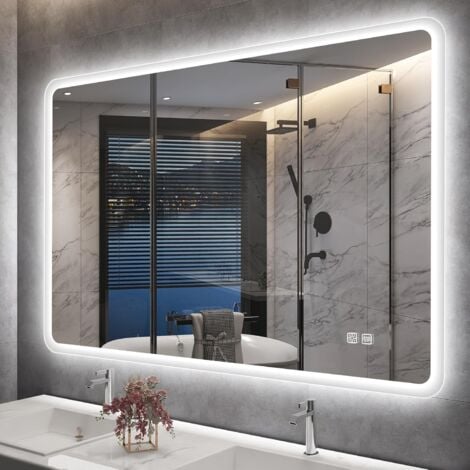 FREOSEN Miroir Lumineux Salle de Bain 100 x 70cm Miroir Salle de Bain avec LED 3 Mode de Lumières Dimmable Anti-buée IP44