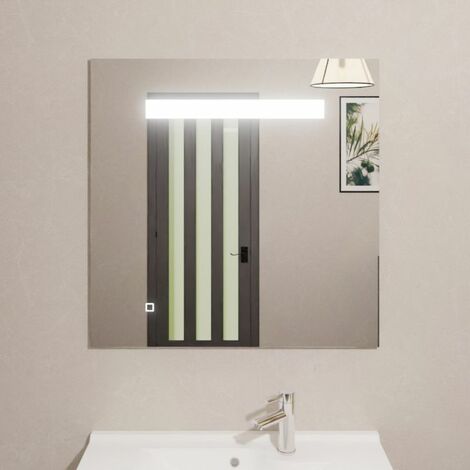 Miroir lumineux salle de bain 80x80 cm – Éclairage LED 600 lumens – Interrupteur sensitif – Film de sécurité anti-explosion – Elegance
