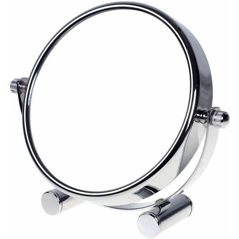 Miroir Maquillage Grossissement x10, 6 inch Compact Miroir Cosmétique sur Pied, Chrome, ø 15,3 cm, 100% et 1000% orientable sur 360°, Haute Qualité