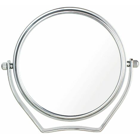 Miroir Maquillage Grossissement x10, 6 inch Compact Miroir Cosmétique sur Pied, chrome, Ø 15,3 cm, 100% et 1000% orientable sur 360°, Haute Qualité miroir de Table,