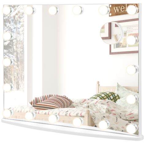 Miroir Maquillage Hollywood 18 Ampoules LED Grossissement 3x Éclairage CW95725