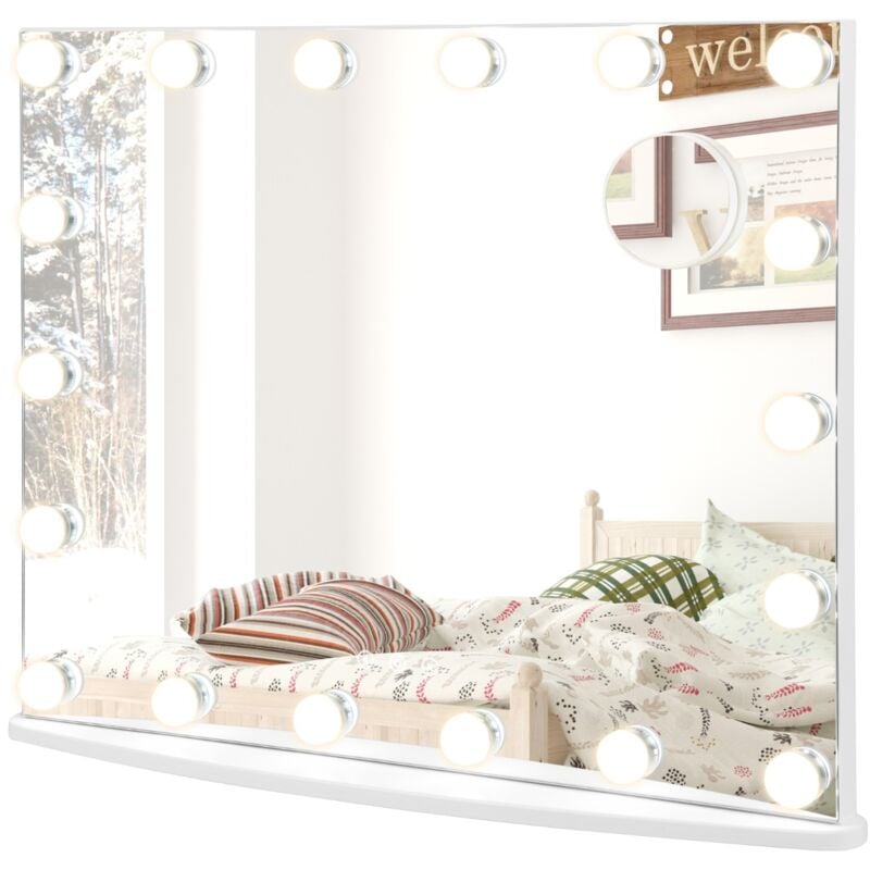 Maisonchic - Miroir Maquillage Hollywood-18 Ampoules led Tactile Grossissement 3x Éclairage Blanc Froid/Chaud/Neutre design in
