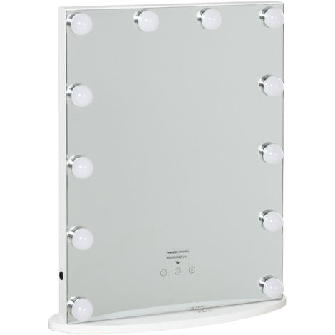 Dripex Miroir de Maquillage Lumineux 12 Ampoules Rotation à 360° Miroir  Coiffeuse 3 Modes Luminosité Réglable 30 x 41 cm - Blanc - Cdiscount Maison