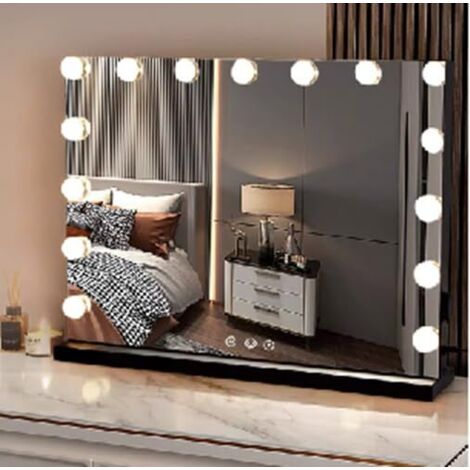 miroir maquillage lumineux coiffeuse hollywood éclairé lumières led grossissant ampoules maquillage reglable luminosité tactile chambre vestiaire st