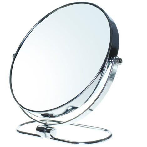 Miroir Maquillage Pliable, x10 Grossissement, 8" Cosmétique sur Pied pour Chambre et Voyage, Ø 20 cm de Table, Double Visage Tournant de Rasage
