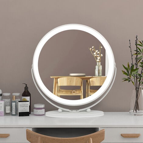 Miroir Maquillage Rotation à 360° Miroir a Poser,Lumineux LED ,Blanc froid 6500K -50cm