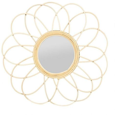 Miroir marguerite rotin D38.5