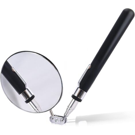 Miroir Mecanique Auto Miroirs D'inspection Réglables Miroir D'inspection Miroir D'inspection Rotatif à 360 Degrés, Télescopique Jusqu'à 75 cm, Poignée Noire Antidérapante, Pour Réparation Auto,Noir