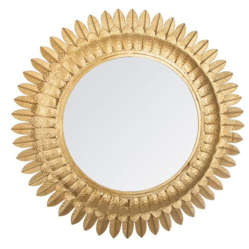 Atmosphera - Miroir métal doré feuilles d'or rond 70 cm doré