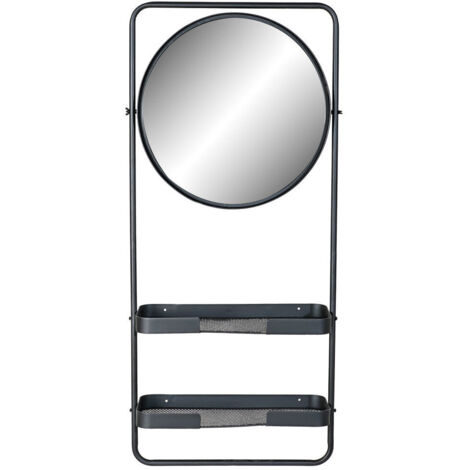 Miroir Métal Miroir 55X20X120 2 Étag Res Noir