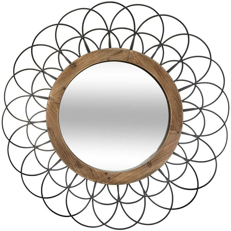 Miroir Fleur métal noir D90cm - Atmosphera créateur d'intérieur